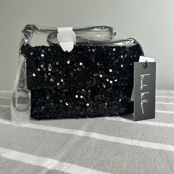 Nicole Miller Handbags - Nicole Miller, black sequin shoulder bag NWT